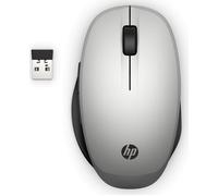 HP Ratón de Modo Dual para PC 300, inalámbrico y Bluetooth, 2 Botones preprogramados, tecnología Avanzada de cifrado estándar (AES), Receptor USB inalámbrico de 2.4 GHz Incluido, Plateado
