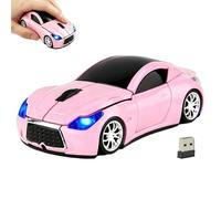 Ratón inalámbrico 2,4 G con forma de coche deportivo, ratón óptico ergonómico portátil, regalo para niños/niñas/estudiantes, con receptor USB, compatible con MacOS/Android/Microsoft (rosa)