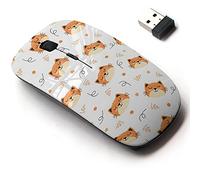 Ratón inalámbrico 2.4G con bonito diseño de patrón para todos los portátiles y computadoras de escritorio con nano receptor, lindo gato naranja animal