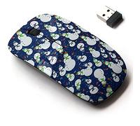 Ratón inalámbrico 2.4G con bonito diseño de patrón para todos los portátiles y computadoras de escritorio con nano receptor, muñeco de nieve de árbol de Navidad