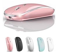 Ratón inalámbrico Bluetooth para iPad Pro, iPad Air, Mac, MacBook Pro, MacBook Air, portátil, iMac, Chromebook Win8/10/11 HP Dell PC (rosa)