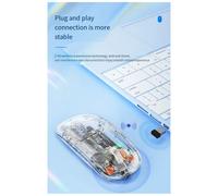 Ratón inalámbrico Bluetooth silencioso, 3 modos, transparente, 2.4G+BT para portátil/tableta