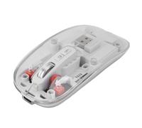 Ratón Inalámbrico Bluetooth, Trimodo BT1 BT2 2,4 GHz USB C, Ratón Recargable para Ordenador, Ratón Silencioso Totalmente Transparente con Receptor USB y Luz de Respiración de