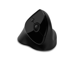 Ratón inalámbrico - CONECTAR - Negro brillante - Vertical - 1600 DPI - 6 botones