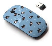 Ratón inalámbrico de 2.4 G con bonito diseño de patrón para todas las computadoras portátiles y computadoras de escritorio con nano receptor, dibujos animados de cachorro de Boston Terrier