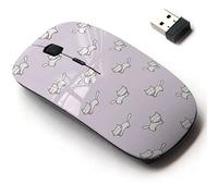 Ratón inalámbrico de 2.4 G con bonito diseño de patrón para todas las computadoras portátiles y de escritorio con nano receptor, gato rosa de dibujos animados