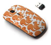 Ratón inalámbrico de 2.4 G con bonito diseño de patrón para todas las computadoras portátiles y de escritorio con nano receptor, ardilla y bosque lindo