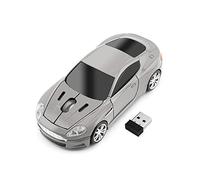 Ratón inalámbrico de 2,4 GHz Ratón óptico portátil para juegos Cool Sport 3D con forma de coche Ratones inalámbricos 1600DPI 3 botones con receptor USB para PC portátil Ordenador portátil Mac (gris)