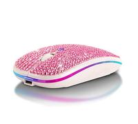 Ratón inalámbrico de lujo Bling Diamond de 2,4 GHz, cubierto con cristales de estrás, Bluetooth para juegos de computadora con receptor USB para PC/ordenador portátil/MacBook/Notebook