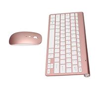 Ratón Inalámbrico, Ergonomía Cómoda, 78 Teclas, Teclados de Ordenador, Ratones con Recubrimiento UV USB 2,4G para el Hogar (Oro Rosa)