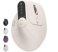 Ratón inalámbrico ergonómico, mouse vertical de triple conexión con 4 DPI ajustables, Bluetooth 5.0 y receptor USB-C para laptop, PC, Mac