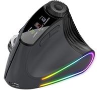 Ratón inalámbrico ergonómico vertical - Clic silencioso, modo triple (2.4 G + BT5.0 × 2), DPI ajustable hasta 4800, luz de ciclismo automático de 7 colores para computadora, portátil, PC, pantalla
