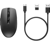 HP Ratón 710, Recargable vía USB-C, 6 Teclas, 3000 dpi, silencioso, hasta 90 días duración de la batería, Dongle 2,4 GHz o Bluetooth, 84 g, Negro