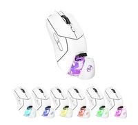 Ratón inalambrico，HUIOP T40 T40 Ratón inalámbrico 2.4G+BT5.1+BT5.1 Receptor USB Ratón de tres modos con 7 RGB Light Ratón para juegos para PC Computadora portátil Batería recargable 4000DPI Nivel ajus