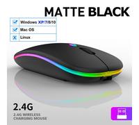 Ratón inalámbrico LED recargable por USB, compatible con Bluetooth, ratón RGB silencioso y ergonómico con retroiluminación para ordenador