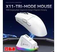 Ratón inalámbrico ligero para juegos ATTACK SHARK X11 con carga de retroiluminación RGB, hasta 22K DPI, sensor óptico PAW3311, interruptor HUYU Negro