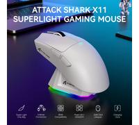 Ratón inalámbrico ligero para juegos ATTACK SHARK X11 con carga de retroiluminación RGB, hasta 22K DPI, sensor óptico PAW3311, interruptor HUYU Negro