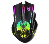 Ratón inalámbrico óptico Defender KRONOS GM-695, 1600 ppp, negro, RGB, con batería, 6 botones, para juegos.