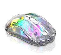 Ratón Inalámbrico para Juegos, 2.4G BT5.0 con Cable Tri Modo Recargable RGB 3600DPI Ajustable, con Cómodos Botones Silenciosos y Batería de Larga Resistencia, para PC Portátil (White)