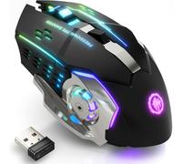 Ratón inalámbrico para juegos: Bluetooth y 2.4G, retroiluminación RGB, 6 botones, clic silencioso, recargable - compatible con iPad, Mac OS, PC