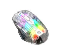 Ratón inalámbrico para juegos con conectividad trimodal, carcasa transparente y diseño ergonómico para uso con portátil, compatible con carga