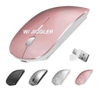 Ratón inalámbrico para MacBook Air Pro iMac computadora de escritorio portátil con jiggler, mouse inalámbrico Bluetooth USB C recargable silencioso, no detectable, compatible con Surface Pro