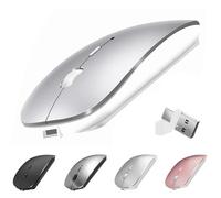 Ratón inalámbrico para MacBook Air Pro iMac Laptop Desktop Surface Pro, mouse USB C inalámbrico silencioso recargable con jiggler para Mac de escritorio/computadora/iPad (Bluetooth 5.2/3.0, 2.4G USB A