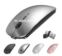 Ratón inalámbrico para MacBook Air Pro iMac Laptop Desktop Surface Pro, mouse USB C inalámbrico silencioso recargable con jiggler para Mac de escritorio/computadora/iPad (Bluetooth 5.2/3.0, 2.4G USB A