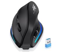ECHTPower Ratón Vertical Ergonómico Inalámbrico 2.4G, 4800 dpi Ajustable, Clic Silencioso, Carga USB-C, Diseño Antifatiga, para PC, Laptop, MacBook - Alivia el Dolor de Muñeca y Brazo (2025 Upgrade)