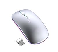 Raton Inalambrico Raton Ordenador Ratón Mouse Ratones Gaming Pc Bluetooth USB Seguimiento óptico Recargable Lámpara De Respiración Colorida PPP Ajustable (11X8X2CM,Silver)