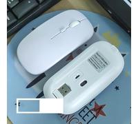 Ratón inalámbrico Recargable, 2,4G y Bluetooth, Ratones silenciosos Delgados, ergonómicos para iPad, Ordenador, portátil, Tableta, teléfono, Oficina, ratón para Juegos (White)
