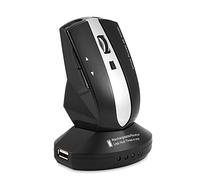 Ratón inalámbrico recargable de 2,4 GHz, ratón óptico para juegos, ahorro de energía, soporte de carga con luces indicadoras, para PC, tableta, portátil, oficina, hogar, viajes (negro) Double the