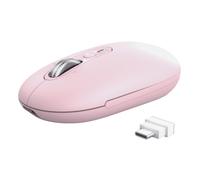 Trust Seron Ratón Inalámbrico con Desplazamiento Rápido y Horizontal, Bluetooth + 2.4GHz, Mouse Silencioso Multidispositivo Recargable, 65% Plástico Reciclado, PC Ordenador Portátil Mac, Rosado