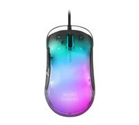 Mars Gaming MMGLOW, Ratón Gaming Ultraligero con Iluminación RGB Chroma-Glow, Sensor Óptico 12800 dpi, Cable Feather Paracord, Switches Huano, Software Personalizable, Negro
