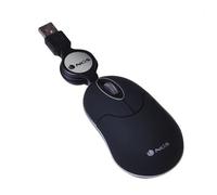 NGS SIN BLACK - Ratón Óptico 1000dpi con Cable Retráctil USB, Ratón para Ordenador o Portátil con 2 Botones, Ambidiestro