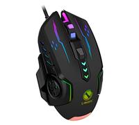 Ratón para juegos con cable USB de 3600 ppp, 6 botones mecánicos, ratones de deportes electrónicos retroiluminados 6D colorido para juegos para computadora portátil PC Gamer (negro)