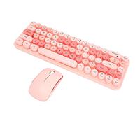Ratón para Juegos con Teclado Inalámbrico 2.4G Material ABS Ratón con Teclado de Negocios USB de Baja Potencia; (Color Rosa Mezclado)