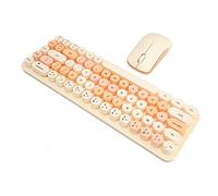 Ratón para Juegos con Teclado Inalámbrico 2.4G Material ABS Ratón con Teclado de Negocios USB de Baja Potencia; (Color Mezclado Rojizo)