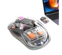 Ratón silencioso inalámbrico, transparente con luz RGB para computadora, sin ruido para trabajar, aprender y jugar para sala de estar, dormitorio, biblioteca