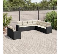 Raton sintetico resistente al agua para jardin terraza patio juego modular | Set de sofás de jardín 8 piezas con cojines ratán sintético negro y almacenamiento, modular para terraza patio, resistente UV