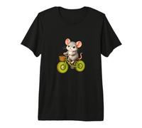 Ratón sobre Bicicleta con Ruedas de Kiwi - Divertido diseño de Animales Camiseta Premium