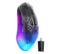 SteelSeries Aerox 3 Wireless Gen 2: ratón Gaming de 68 g, tasa de sondeo: 4K, Sensor óptico: 26 000 dpi, batería: 200 h, clasificación IP54, 80 M de clics, RGB, Deslizadores 100% PTFE. Shadow