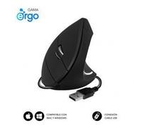 Ratón ergonómico subblim glide vertical ergo wired/ hasta 1600 dpi/ negro