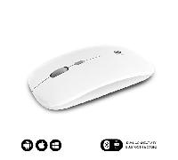 SUBBLIM Ratón Óptico Inalámbrico 2.4G Bluetooth, Dual Flat para PC, Portátil, Mac, MacBook, con 4 Botones, Rueda de Desplazamiento, Ultradelgado y Ergonómico, Silencioso, 1600 dpi, Ambidiestro, Blanco