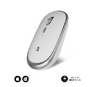 SUBBLIM Ratón Mini Óptico Inalámbrico, para PC, Portátil, Mac, MacBook, con 4 Botones, Rueda de Desplazamiento, Ultradelgado y Ergonómico, Silencioso, 1600 dpi, Ambidiestro, Plateado
