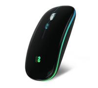 SUBBLIM Ratón Inalámbrico Led Dual Flat Mouse Negro Luz Led Conexión Dual Slim & Ergonómico