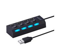 Ratón Tipo C Divisor de concentrador USB de múltiples Puertos Concentrador USB 2.0 de 4 Puertos para computadora portátil Expansor de Puerto USB con Interruptor Concentrador De (Black, One Size)