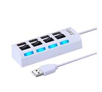 Ratón Tipo C Divisor de concentrador USB de múltiples Puertos Concentrador USB 2.0 de 4 Puertos para computadora portátil Expansor de Puerto USB con Interruptor Concentrador De (White, One Size)