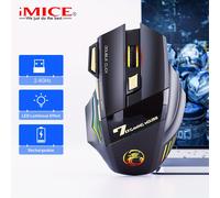 Ratón USB Recargable 7 Botones 2.4G Ratón Silencioso LED de Respiración Recargable Inalámbrico Ratón Gaming Ratón Ergonómico para PC con Retroiluminación RGB Ratón Silencioso para Laptop