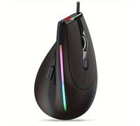 Ratón vertical ergonómico con cable, ratón gaming con iluminación RGB, adecuado para PC, laptop, escritorio, Mac, Zelotes